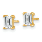 14K Yellow Gold 1 ct Certified Lab-Created Diamond VS+ F+, Octagon / Emerald-Cut 4-Prong Stud Earrings