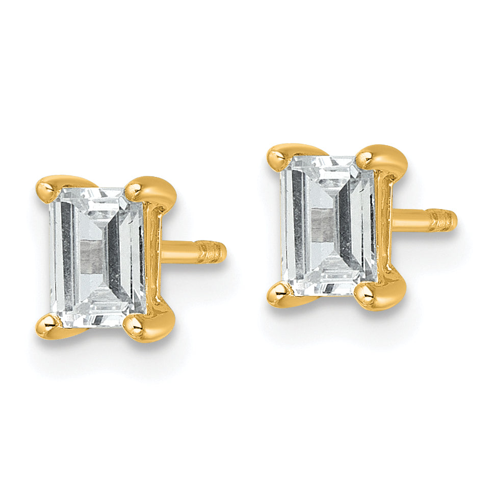 14K Yellow Gold 1 ct Lab-Created Diamond VS/SI+ G+, Octagon / Emerald-Cut 4-Prong Stud Earrings Secondary image