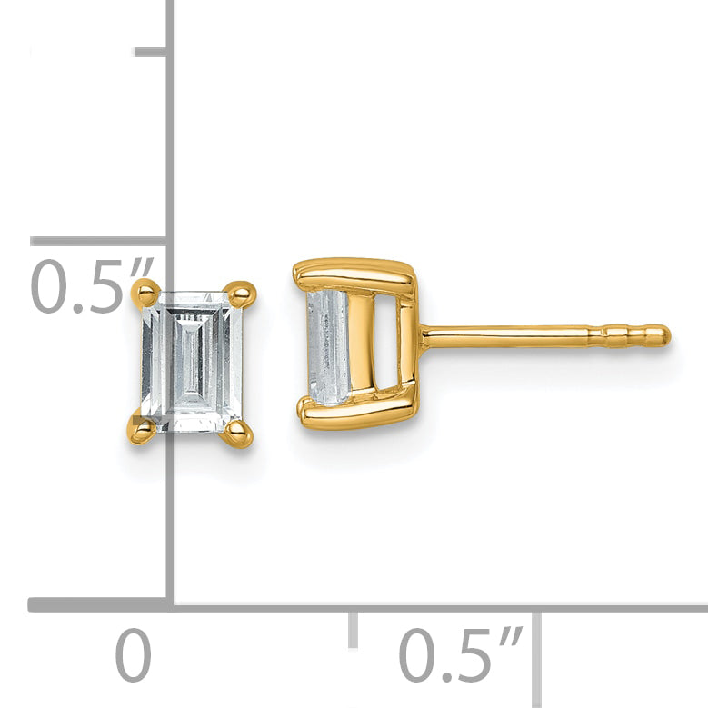 14K Yellow Gold 1 ct Lab-Created Diamond VS/SI+ G+, Octagon / Emerald-Cut 4-Prong Stud Earrings
