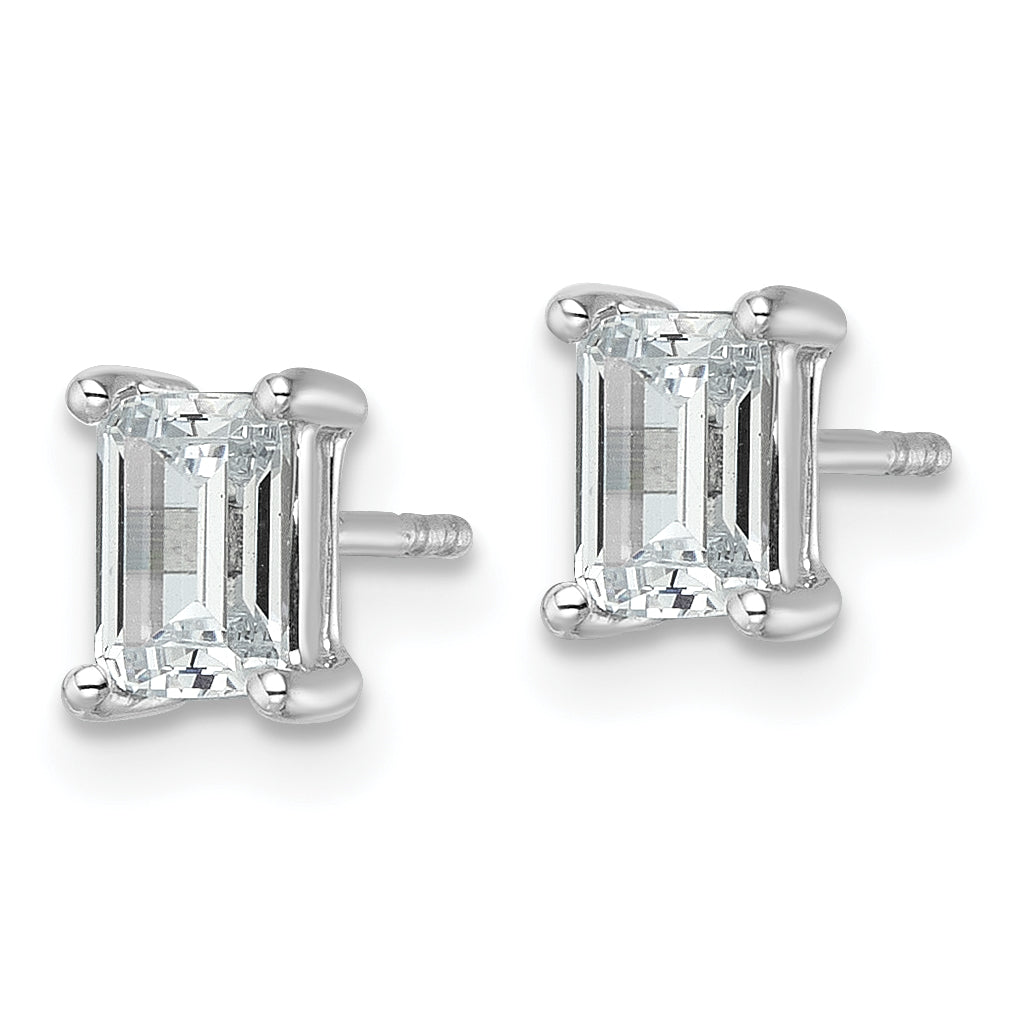14K White Gold 1 1/2 ct Lab-Created Diamond VS/SI+ G+, Octagon / Emerald-Cut 4-Prong Stud Earrings Secondary image