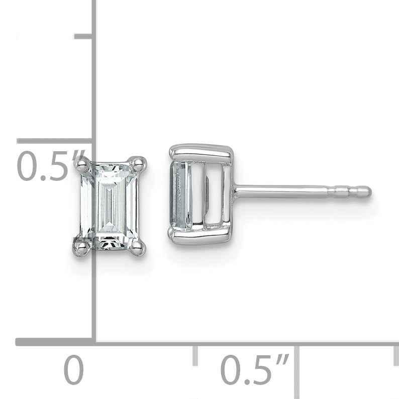 14K White Gold 1 1/2 ct Lab-Created Diamond VS/SI+ G+, Octagon / Emerald-Cut 4-Prong Stud Earrings
