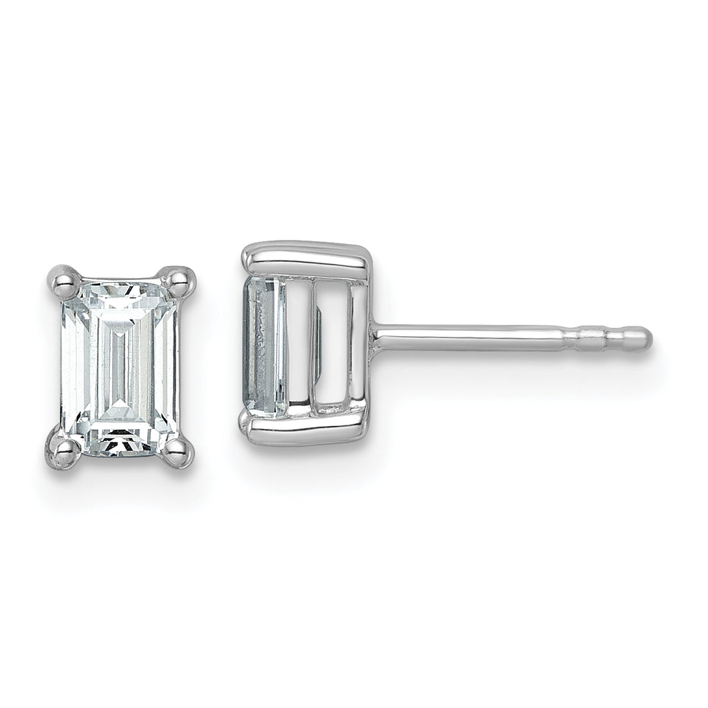 14K White Gold 1 1/2 ct Lab-Created Diamond VS/SI+ G+, Octagon / Emerald-Cut 4-Prong Stud Earrings