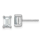 14K White Gold 1 1/2 ct Certified Lab-Created Diamond VS+ F+, Octagon / Emerald-Cut 4-Prong Stud Earrings