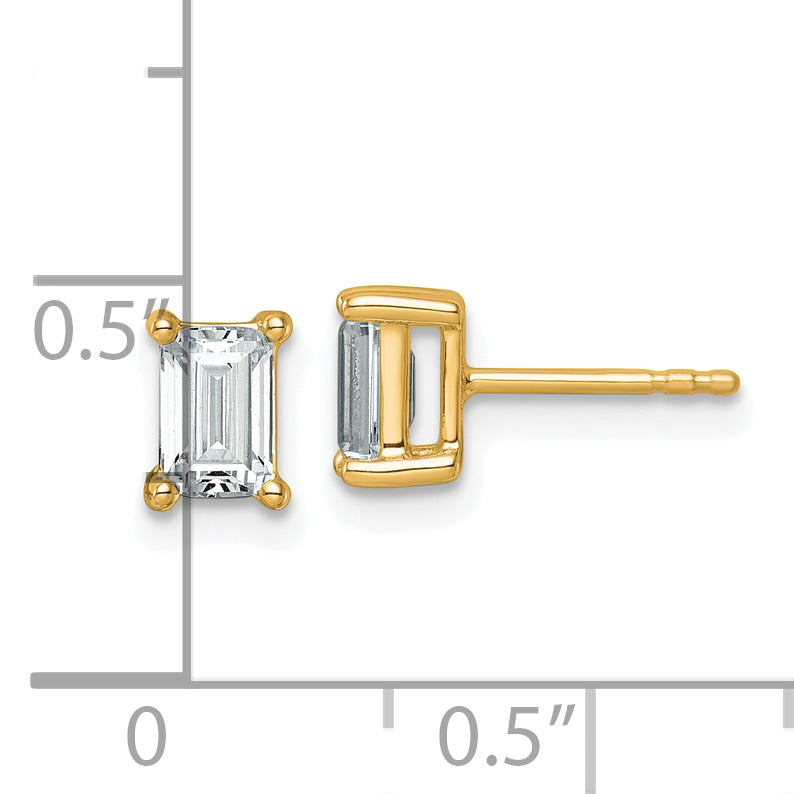 14K Yellow Gold 1 1/2 ct Lab-Created Diamond VS/SI+ G+, Octagon / Emerald-Cut 4-Prong Stud Earrings