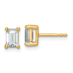 14K Yellow Gold 1 1/2 ct Certified Lab-Created Diamond VS/SI+ G+, Octagon / Emerald-Cut 4-Prong Stud Earrings