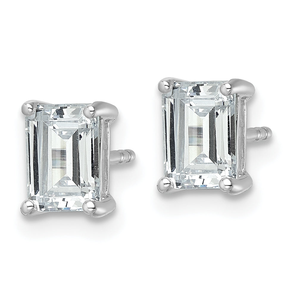 14K White Gold 2 ct Lab-Created Diamond VS/SI+ G+, Octagon / Emerald-Cut 4-Prong Stud Earrings Secondary image