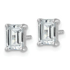 14K White Gold 2 ct Certified Lab-Created Diamond VS/SI+ G+, Octagon / Emerald-Cut 4-Prong Stud Earrings
