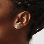 14K White Gold 2 ct Lab-Created Diamond VS+ F+, Octagon / Emerald-Cut 4-Prong Stud Earrings