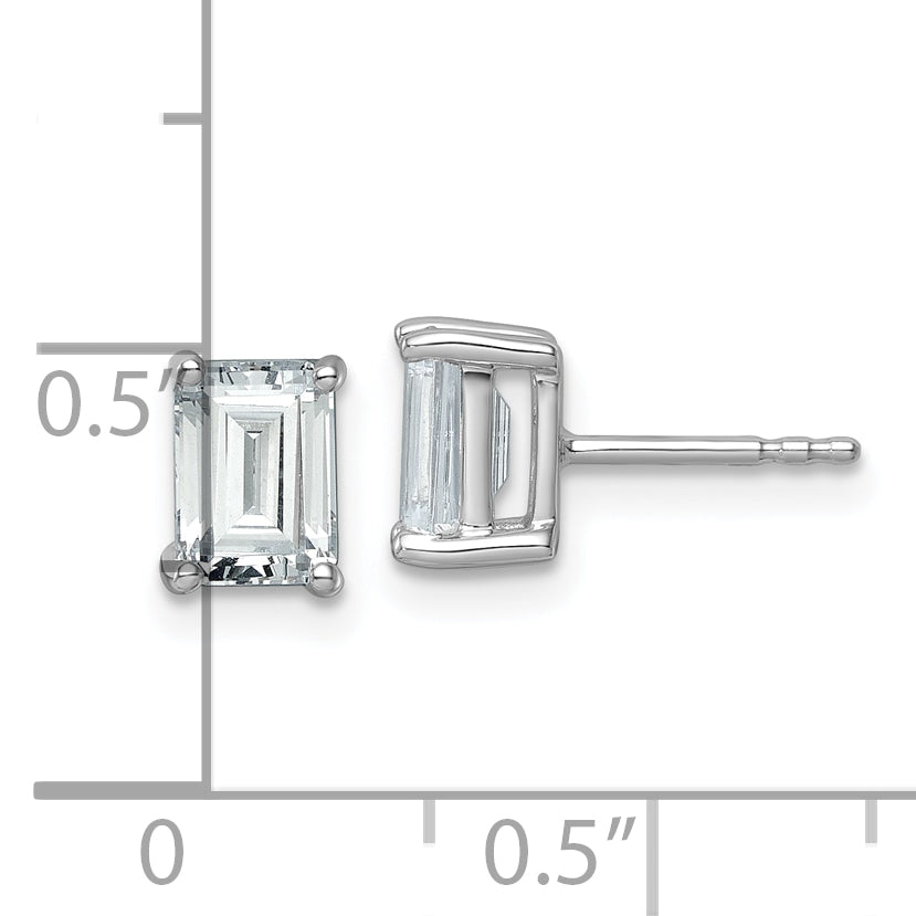 14K White Gold 2 ct Lab-Created Diamond VS/SI+ G+, Octagon / Emerald-Cut 4-Prong Stud Earrings