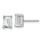 14K White Gold 2 ct Lab-Created Diamond VS+ F+, Octagon / Emerald-Cut 4-Prong Stud Earrings