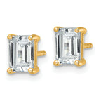14K Yellow Gold 2 ct Certified Lab-Created Diamond VS/SI+ G+, Octagon / Emerald-Cut 4-Prong Stud Earrings