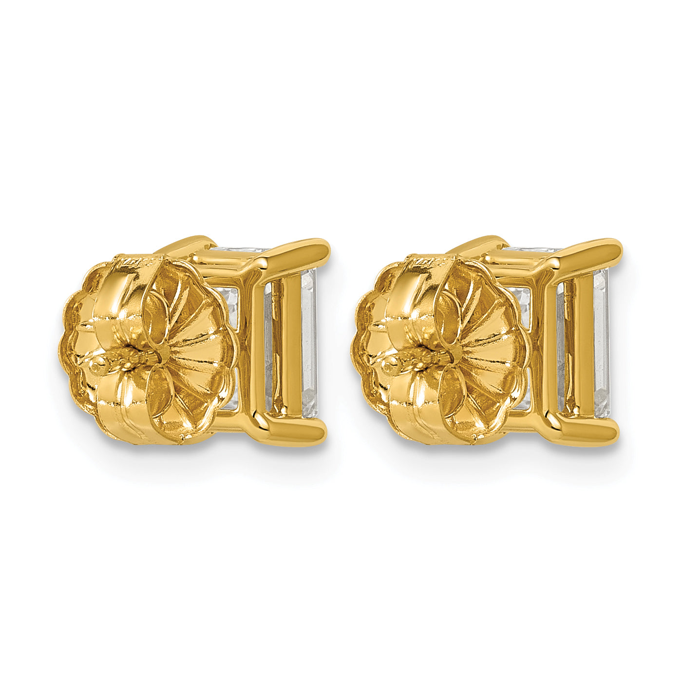 14K Yellow Gold 2 ct Certified Lab-Created Diamond VS/SI+ G+, Octagon / Emerald-Cut 4-Prong Stud Earrings