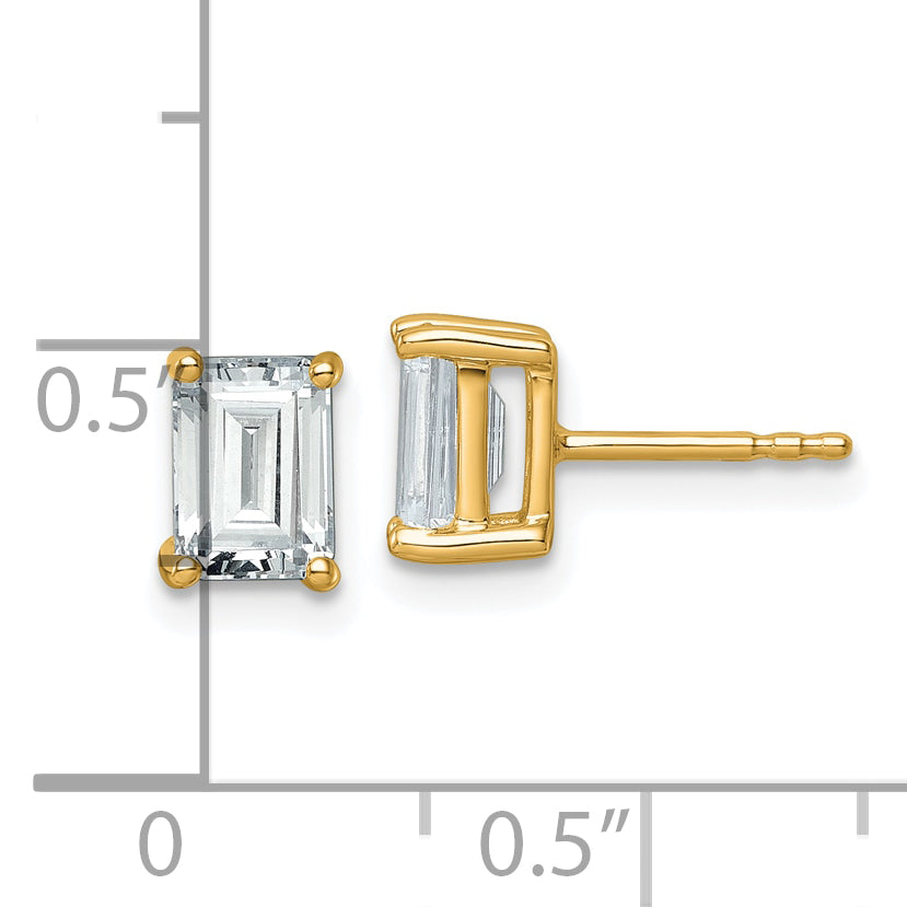 14K Yellow Gold 2 ct Lab-Created Diamond VS+ F+, Octagon / Emerald-Cut 4-Prong Stud Earrings