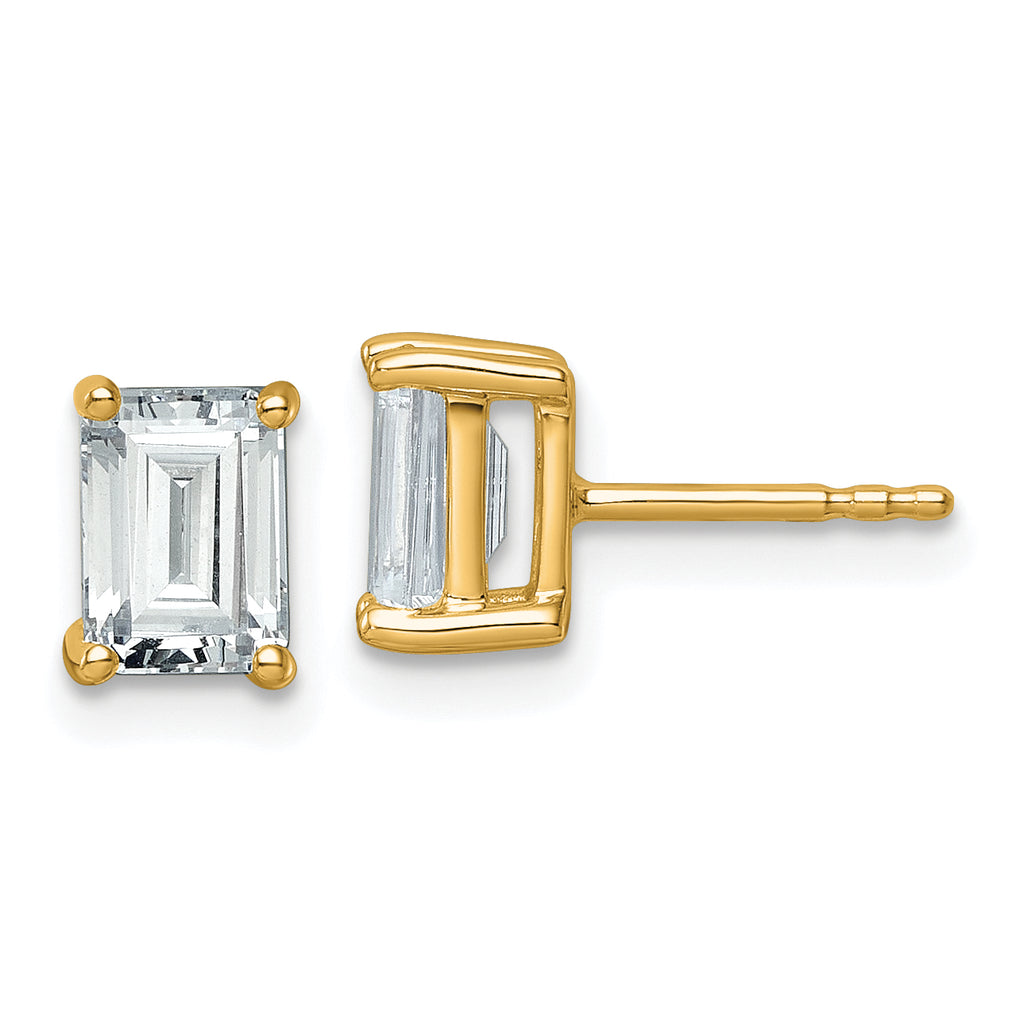 14K Yellow Gold 2 ct Lab-Created Diamond VS/SI+ G+, Octagon / Emerald-Cut 4-Prong Stud Earrings