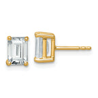 14K Yellow Gold 2 ct Certified Lab-Created Diamond VS/SI+ G+, Octagon / Emerald-Cut 4-Prong Stud Earrings