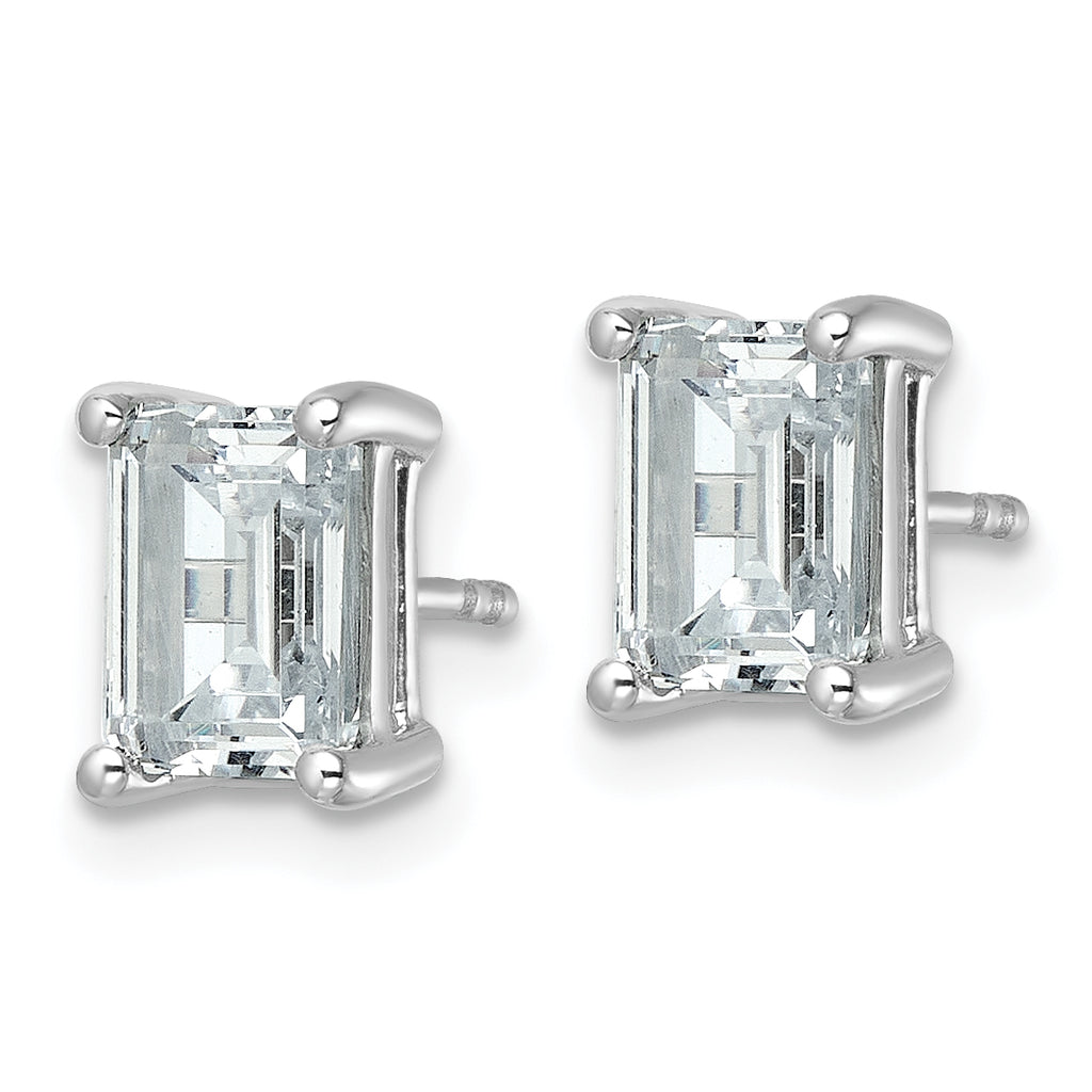 14K White Gold 3 ct Certified Lab-Created Diamond VS/SI+ G+, Octagon / Emerald-Cut 4-Prong Stud Earrings