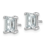 14K White Gold 3 ct Lab-Created Diamond VS/SI+ G+, Octagon / Emerald-Cut 4-Prong Stud Earrings