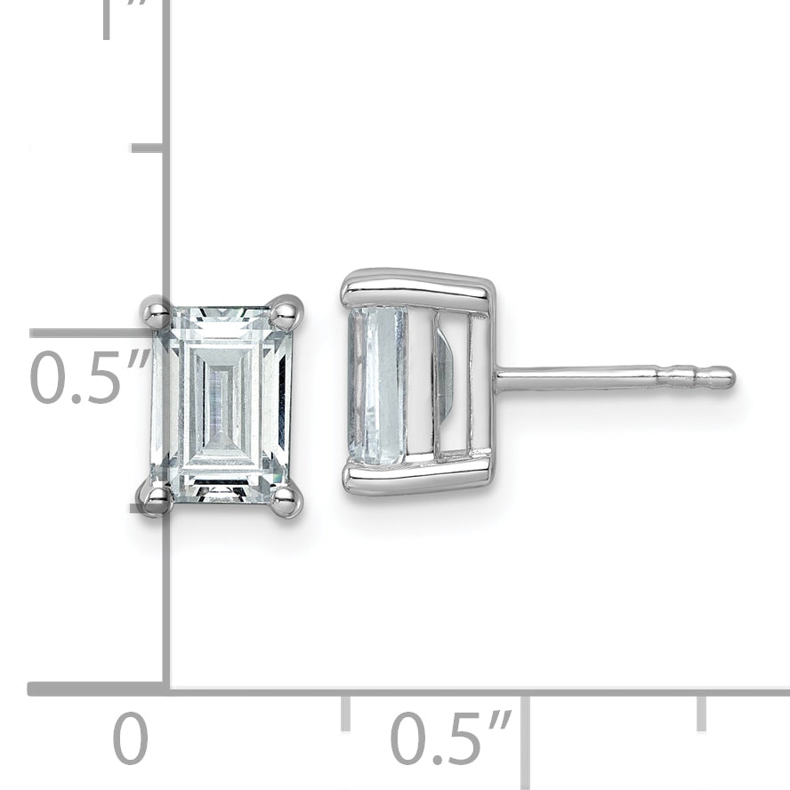 14K White Gold 3 ct Certified Lab-Created Diamond VS+ F+, Octagon / Emerald-Cut 4-Prong Stud Earrings