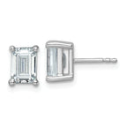 14K White Gold 3 ct Certified Lab-Created Diamond VS+ F+, Octagon / Emerald-Cut 4-Prong Stud Earrings