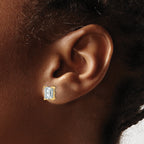 14K Yellow Gold 3 ct Certified Lab-Created Diamond VS/SI+ G+, Octagon / Emerald-Cut 4-Prong Stud Earrings
