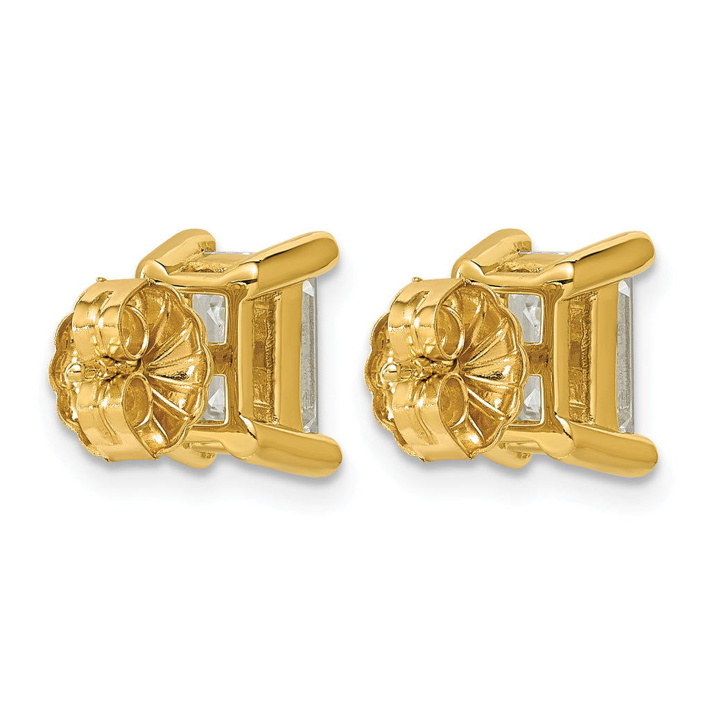 14K Yellow Gold 3 ct Certified Lab-Created Diamond VS+ F+, Octagon / Emerald-Cut 4-Prong Stud Earrings