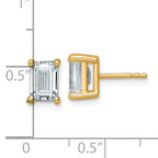 14K Yellow Gold 3 ct Certified Lab-Created Diamond VS+ F+, Octagon / Emerald-Cut 4-Prong Stud Earrings