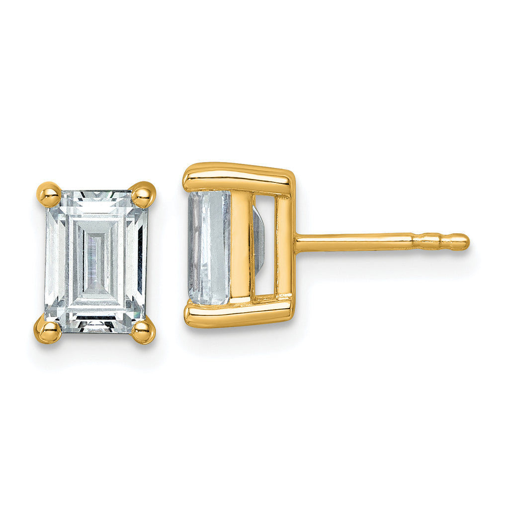 14k 3 carat Lab Grown Diamond VS+ F+ Emerald Complete Four Prong Stud Earrings