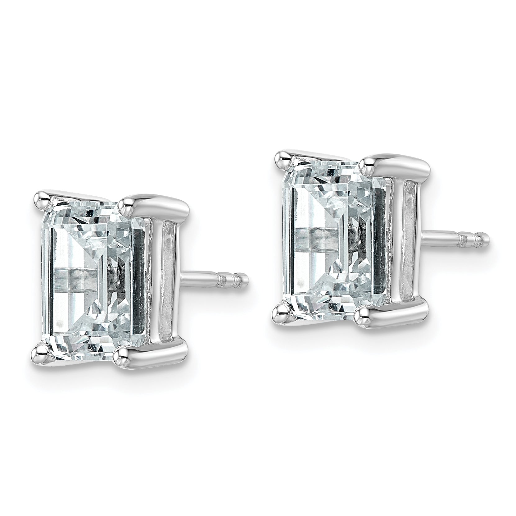14K White Gold 4 ct Certified Lab-Created Diamond VS/SI+ G+, Octagon / Emerald-Cut 4-Prong Stud Earrings Secondary image