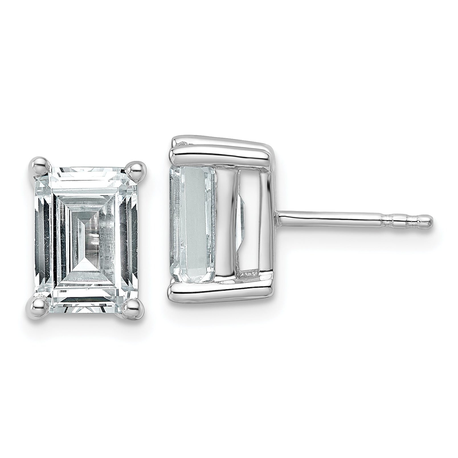 14K White Gold 4 ct Certified Lab-Created Diamond VS/SI+ G+, Octagon / Emerald-Cut 4-Prong Stud Earrings Main image