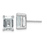 14K White Gold 4 ct Certified Lab-Created Diamond VS/SI+ G+, Octagon / Emerald-Cut 4-Prong Stud Earrings