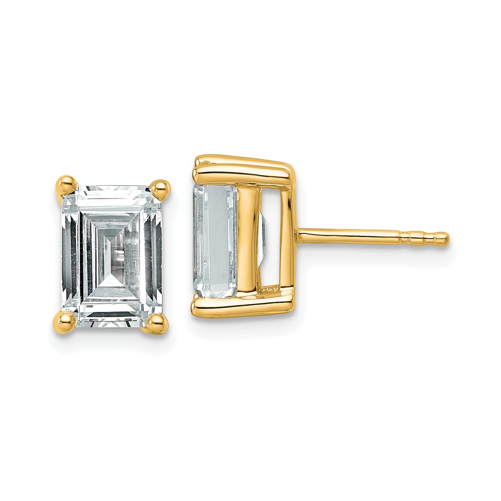 14K Yellow Gold 4 ct Lab-Created Diamond VS+ F+, Octagon / Emerald-Cut 4-Prong Stud Earrings
