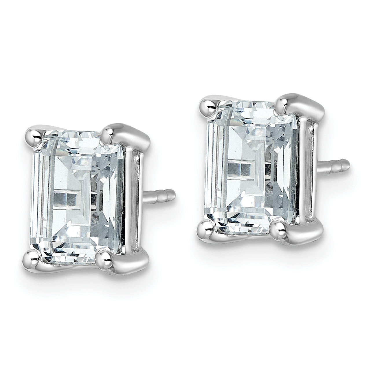 14K White Gold 5 ct Lab-Created Diamond VS/SI+ G+, Octagon / Emerald-Cut 4-Prong Stud Earrings