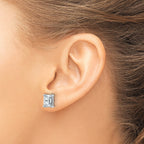 14K White Gold 5 ct Lab-Created Diamond VS/SI+ G+, Octagon / Emerald-Cut 4-Prong Stud Earrings