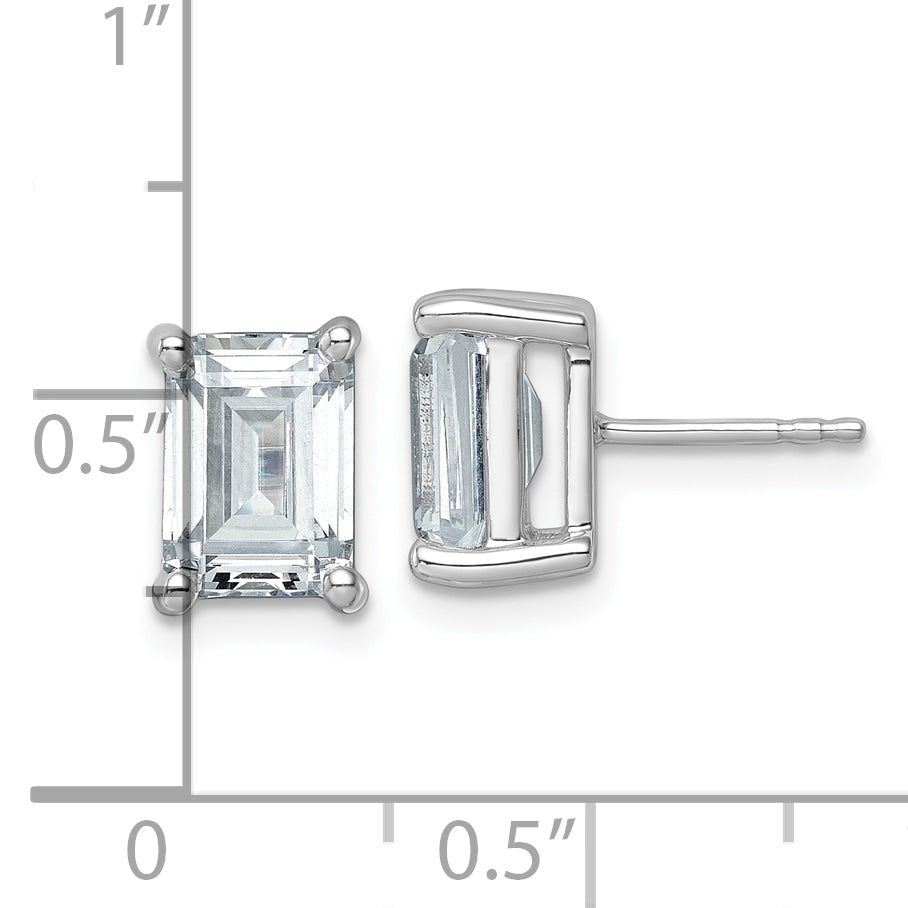 14K White Gold 5 ct Lab-Created Diamond VS/SI+ G+, Octagon / Emerald-Cut 4-Prong Stud Earrings