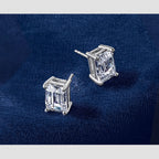 14K White Gold 5 ct Lab-Created Diamond VS/SI+ G+, Octagon / Emerald-Cut 4-Prong Stud Earrings