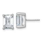 14K White Gold 5 ct Certified Lab-Created Diamond VS/SI+ G+, Octagon / Emerald-Cut 4-Prong Stud Earrings