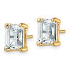 14K Yellow Gold 5 ct Certified Lab-Created Diamond VS+ F+, Octagon / Emerald-Cut 4-Prong Stud Earrings