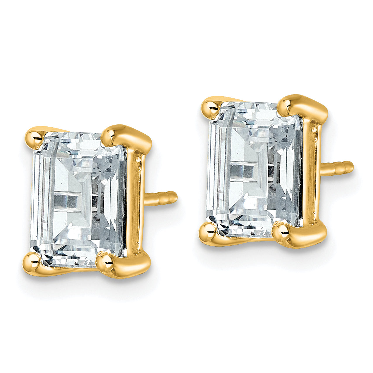 14K Yellow Gold 5 ct Lab-Created Diamond VS/SI+ G+, Octagon / Emerald-Cut 4-Prong Stud Earrings