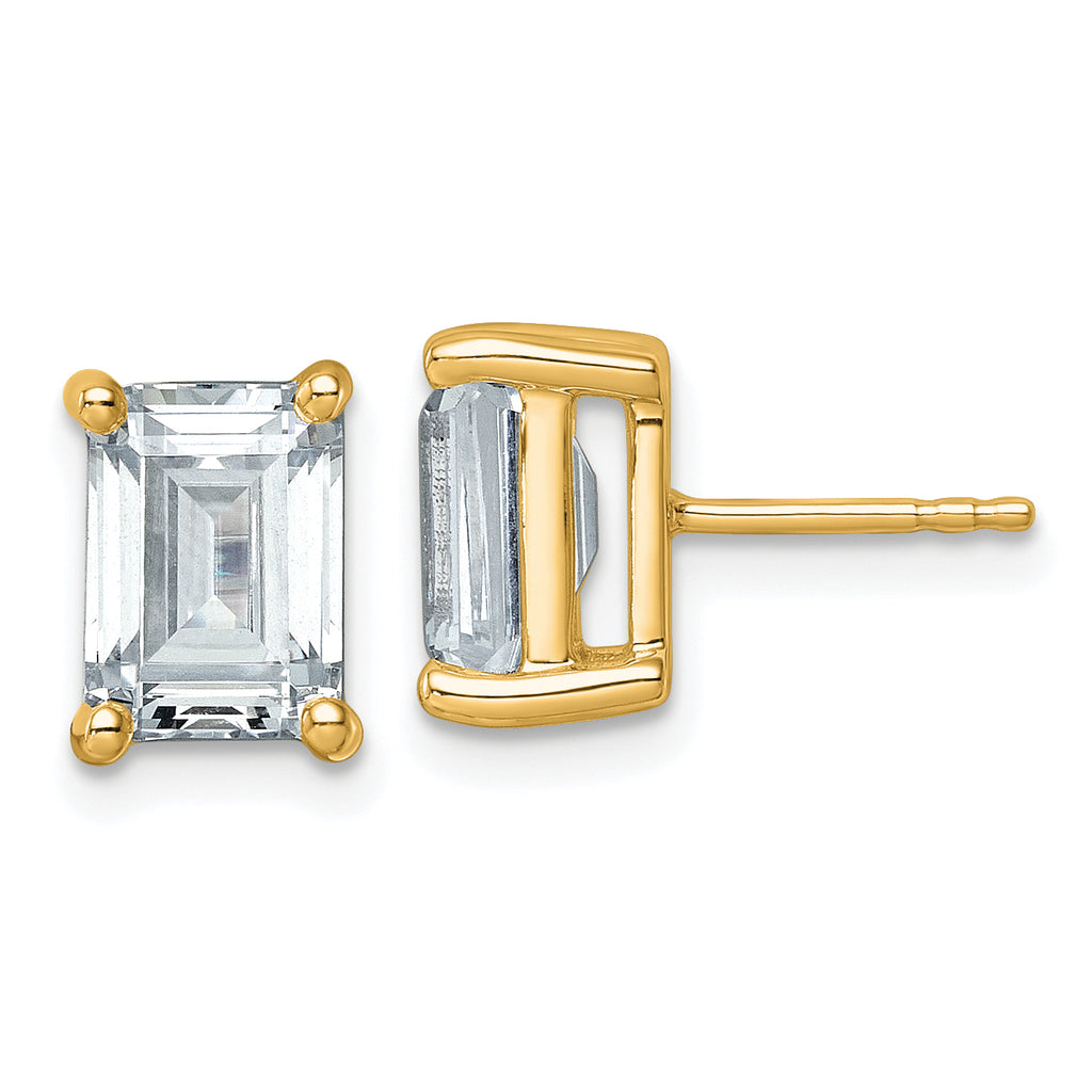 14K Yellow Gold 5 ct Certified Lab-Created Diamond VS/SI+ G+, Octagon / Emerald-Cut 4-Prong Stud Earrings