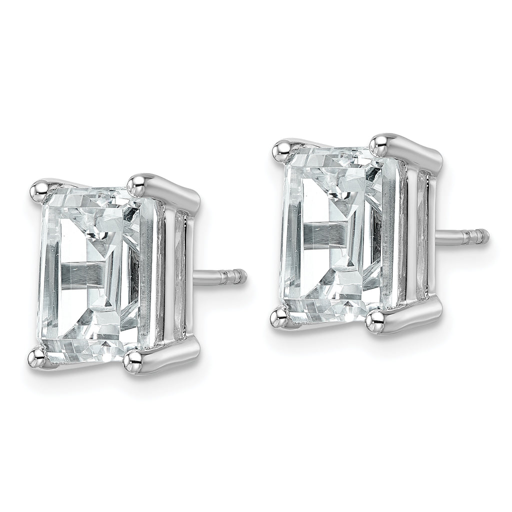14K White Gold 6 ct Certified Lab-Created Diamond VS+ F+, Octagon / Emerald-Cut 4-Prong Stud Earrings