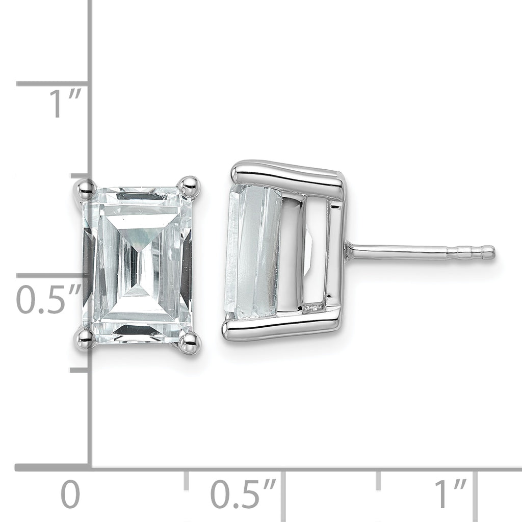14K White Gold 6 ct Lab-Created Diamond VS/SI+ G+, Octagon / Emerald-Cut 4-Prong Stud Earrings