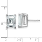 14K White Gold 6 ct Lab-Created Diamond VS/SI+ G+, Octagon / Emerald-Cut 4-Prong Stud Earrings