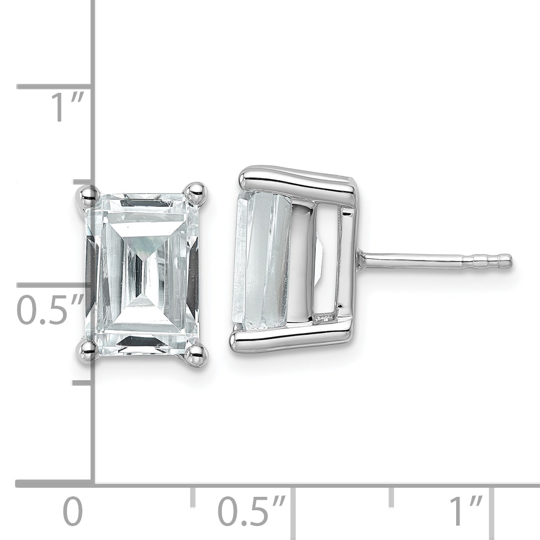 14K White Gold 6 ct Lab-Created Diamond VS/SI+ G+, Octagon / Emerald-Cut 4-Prong Stud Earrings