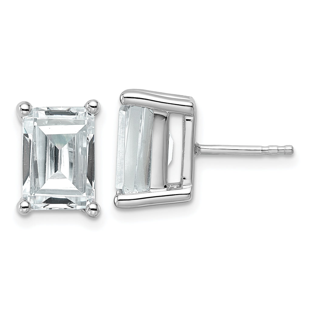 14K White Gold 6 ct Lab-Created Diamond VS/SI+ G+, Octagon / Emerald-Cut 4-Prong Stud Earrings
