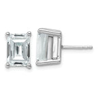 14K White Gold 6 ct Certified Lab-Created Diamond VS+ F+, Octagon / Emerald-Cut 4-Prong Stud Earrings