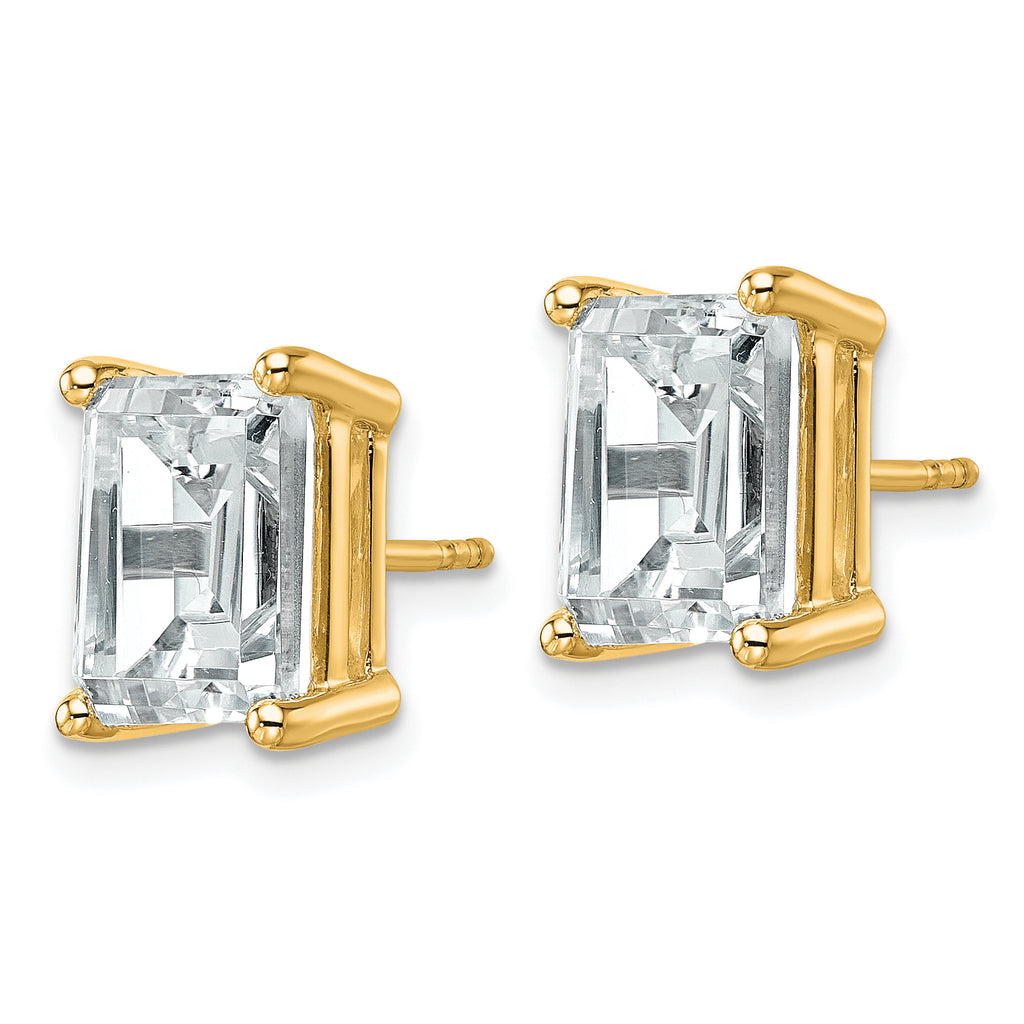 14K Yellow Gold 6 ct Lab-Created Diamond VS/SI+ G+, Octagon / Emerald-Cut 4-Prong Stud Earrings