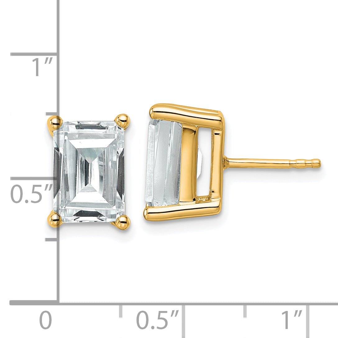 14K Yellow Gold 6 ct Lab-Created Diamond VS+ F+, Octagon / Emerald-Cut 4-Prong Stud Earrings