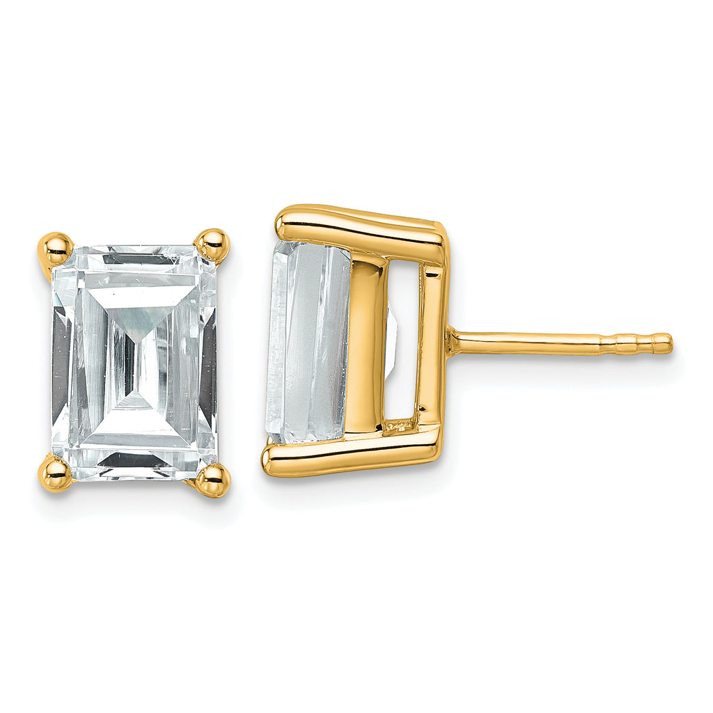 14K Yellow Gold 6 ct Lab-Created Diamond VS/SI+ G+, Octagon / Emerald-Cut 4-Prong Stud Earrings