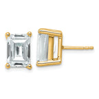 14K Yellow Gold 6 ct Certified Lab-Created Diamond VS/SI+ G+, Octagon / Emerald-Cut 4-Prong Stud Earrings
