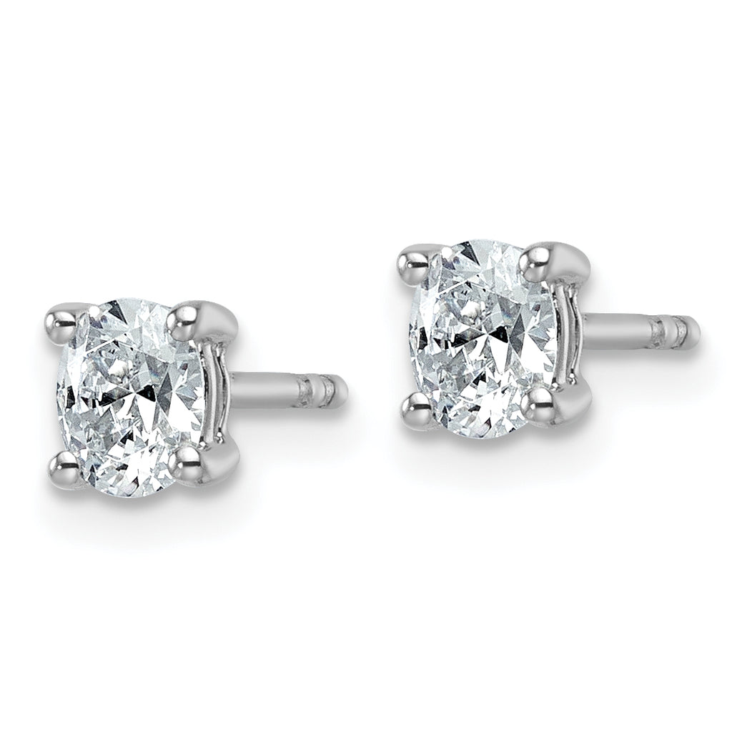 14K White Gold 1/2 ct Certified Lab-Created Diamond VS/SI+ G+, Oval-Cut 4-Prong Stud Earrings